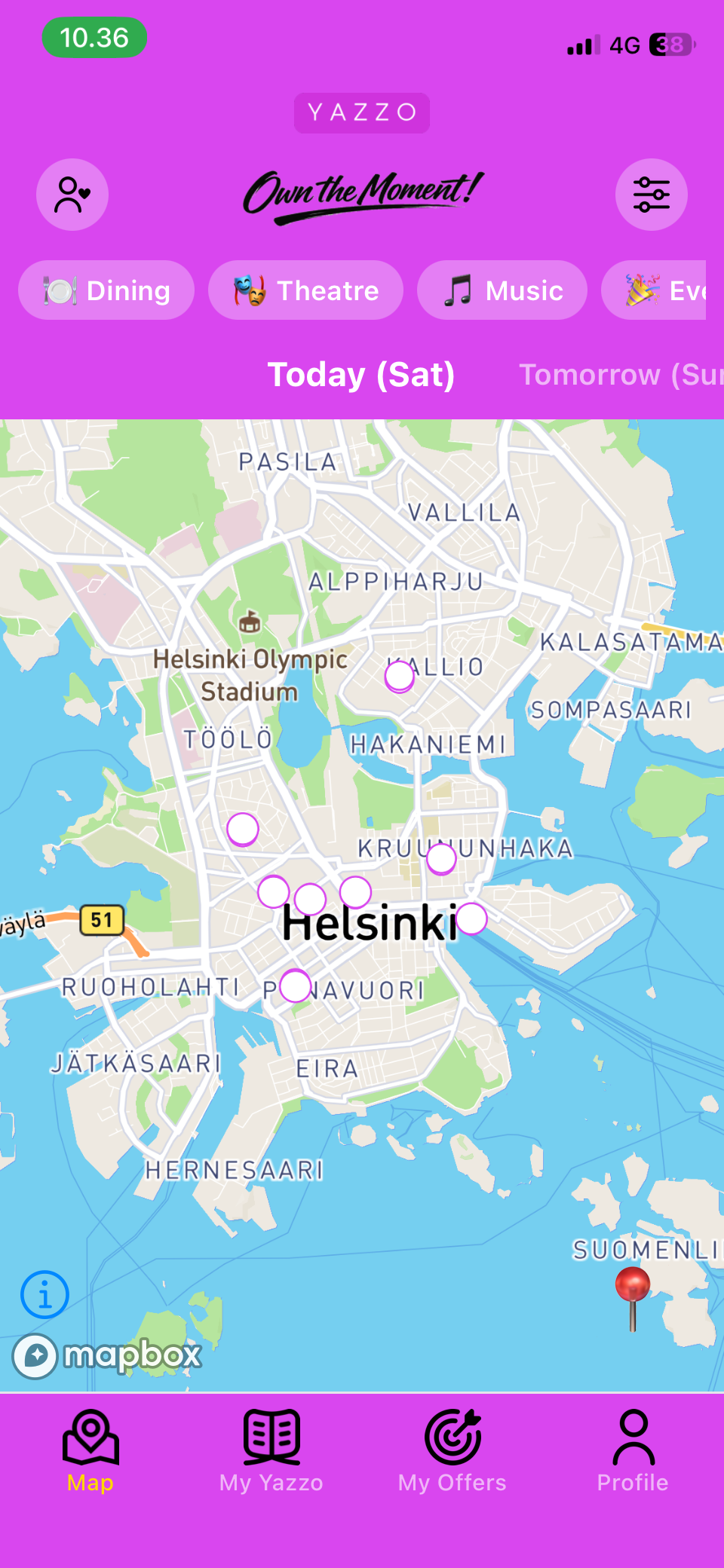 Yazzo map view showing Helsinki